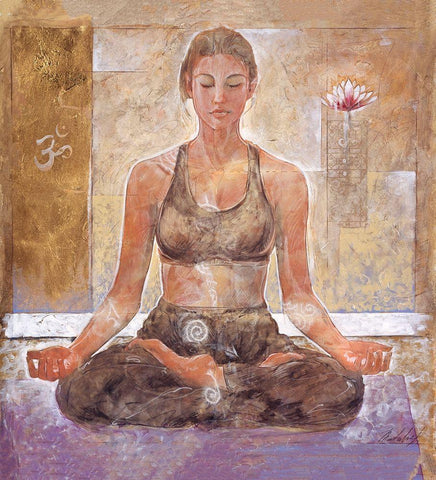 Yoga II Sandy Black Ornate Wood Framed Art Print with Double Matting by Wiley, Marta