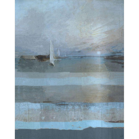 Classical Sail Blue Black Modern Wood Framed Art Print with Double Matting by Wiley, Marta