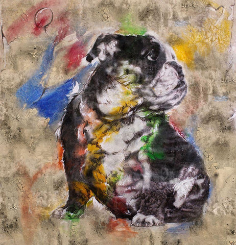 Colorful Dog I White Modern Wood Framed Art Print with Double Matting by Wiley, Marta