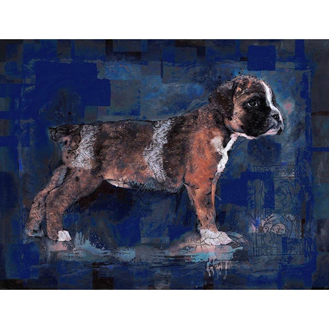 Blue Pup White Modern Wood Framed Art Print by Wiley, Marta