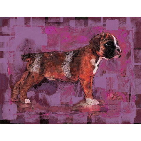 Pink Pup White Modern Wood Framed Art Print by Wiley, Marta