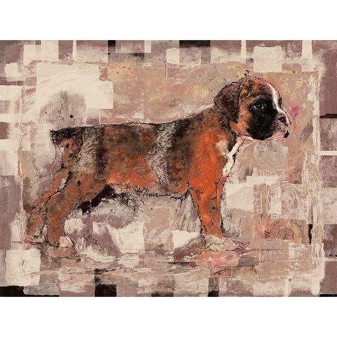 Beige Pup Black Modern Wood Framed Art Print with Double Matting by Wiley, Marta