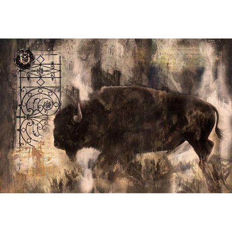 Buffalo Beige Gold Ornate Wood Framed Art Print with Double Matting by Wiley, Marta