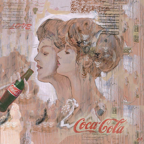 Coke Classical Romance Black Modern Wood Framed Art Print with Double Matting by Wiley, Marta