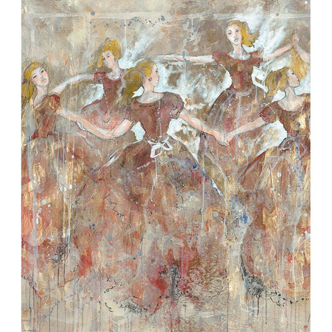 Dancers in red vertical White Modern Wood Framed Art Print by Wiley, Marta