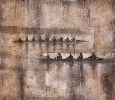 Sculling II Sepia Black Ornate Wood Framed Art Print with Double Matting by Wiley, Marta