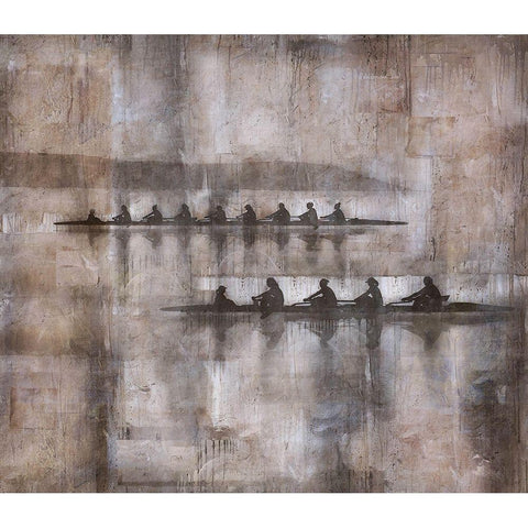 Sculling III Beige Brown Black Modern Wood Framed Art Print with Double Matting by Wiley, Marta