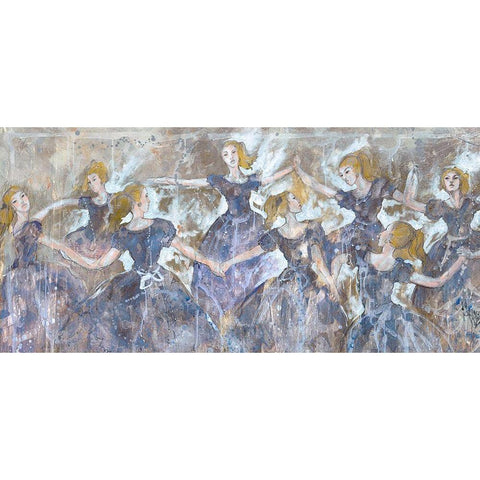 Dancers In Blue Black Modern Wood Framed Art Print with Double Matting by Wiley, Marta