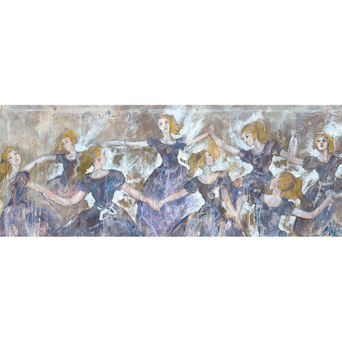 Dancer In Blue Horizontal Gold Ornate Wood Framed Art Print with Double Matting by Wiley, Marta