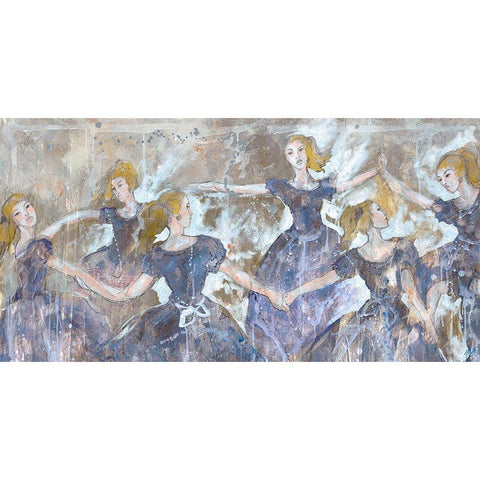 Dancers In Blue Close Up Gold Ornate Wood Framed Art Print with Double Matting by Wiley, Marta