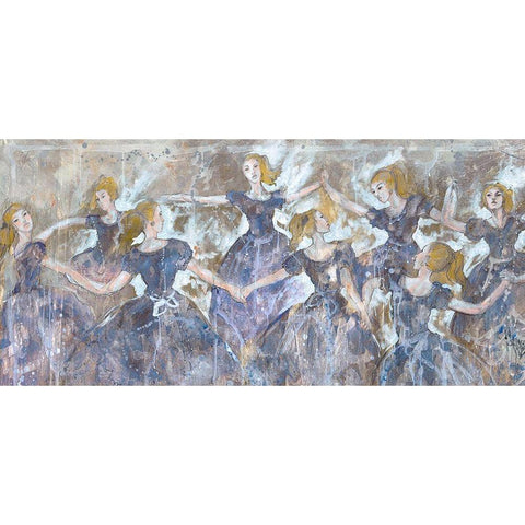 Dancer In Blue Small Horizontal Gold Ornate Wood Framed Art Print with Double Matting by Wiley, Marta