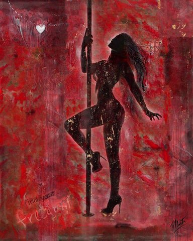 Pole Dancer I White Modern Wood Framed Art Print with Double Matting by Wiley, Marta