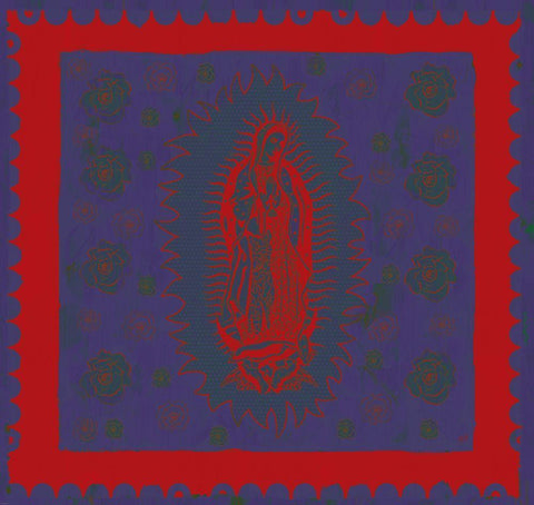 Virgin Mary Red and Purple Black Ornate Wood Framed Art Print with Double Matting by Wiley, Marta