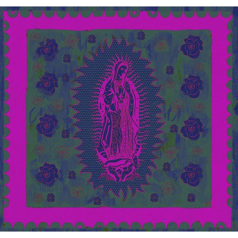 Virgin Mary Pink and Purple Black Modern Wood Framed Art Print with Double Matting by Wiley, Marta