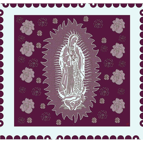 Virgin Mary Burgandy Black Modern Wood Framed Art Print with Double Matting by Wiley, Marta