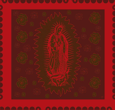 Virgin Mary Red on red White Modern Wood Framed Art Print with Double Matting by Wiley, Marta