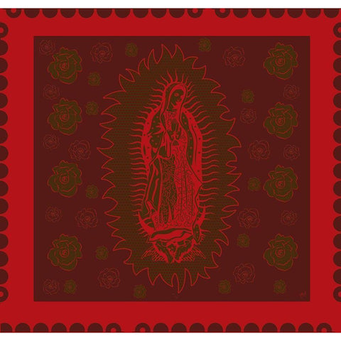 Virgin Mary Red on red Black Modern Wood Framed Art Print with Double Matting by Wiley, Marta