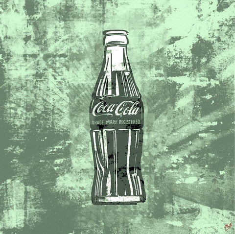 Green Coke Silkscreen White Modern Wood Framed Art Print with Double Matting by Wiley, Marta