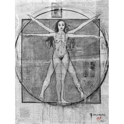 Female Da Vinci White Modern Wood Framed Art Print by Wiley, Marta