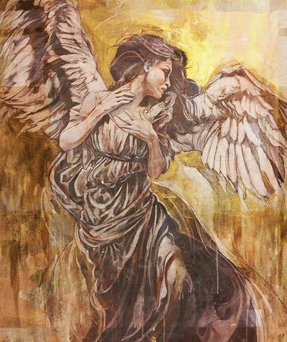 Glorious Angel II White Modern Wood Framed Art Print with Double Matting by Wiley, Marta