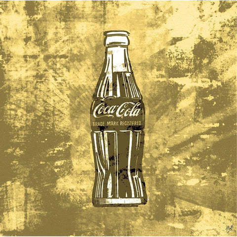 Coke Silkscreen Yellow Black Modern Wood Framed Art Print with Double Matting by Wiley, Marta