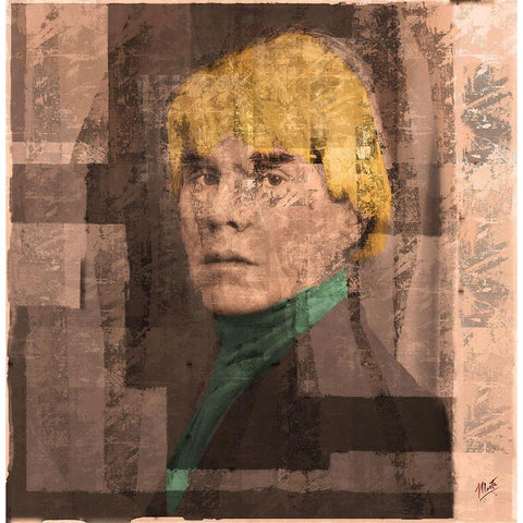 Andy Warhol Silkscreen I Gold Ornate Wood Framed Art Print with Double Matting by Wiley, Marta