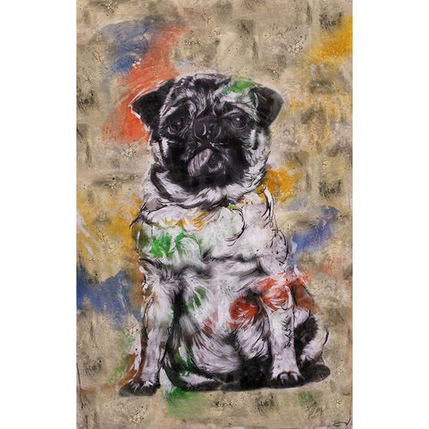 Colorful Dog III White Modern Wood Framed Art Print by Wiley, Marta