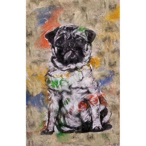 Colorful Dog IV Gold Ornate Wood Framed Art Print with Double Matting by Wiley, Marta