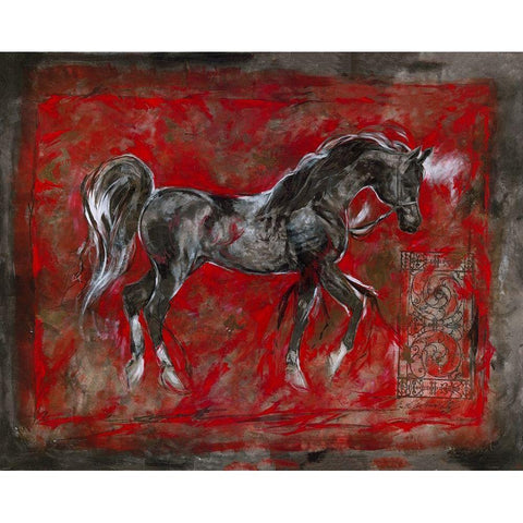 Red Arabian - Dark Black Modern Wood Framed Art Print with Double Matting by Wiley, Marta