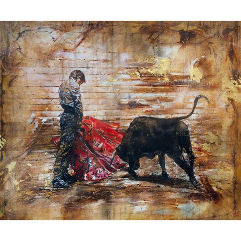 Bull Fighter light Gold Ornate Wood Framed Art Print with Double Matting by Wiley, Marta