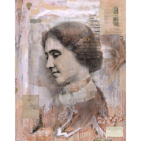 Helen Keller Collage Black Modern Wood Framed Art Print with Double Matting by Wiley, Marta