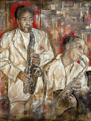 Jazz Musicians I White Modern Wood Framed Art Print with Double Matting by Wiley, Marta