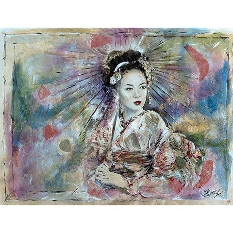 Geisha- Light White Modern Wood Framed Art Print by Wiley, Marta