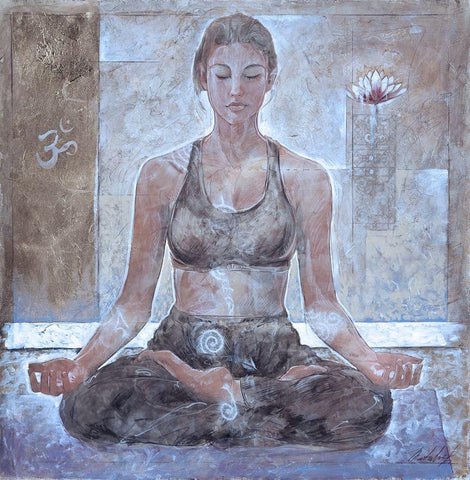 Yoga I- Sepia Black Ornate Wood Framed Art Print with Double Matting by Wiley, Marta