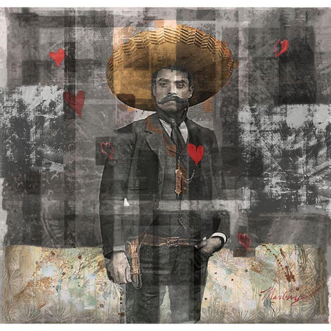 Mexican Revolutionary I-Sepia White Modern Wood Framed Art Print by Wiley, Marta