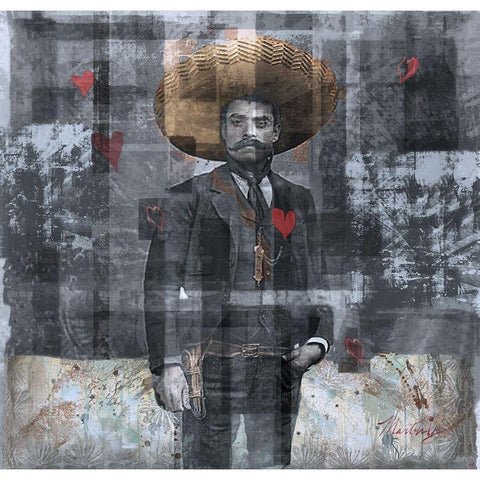 Mexcian Revolutionary I- Original Black Modern Wood Framed Art Print by Wiley, Marta