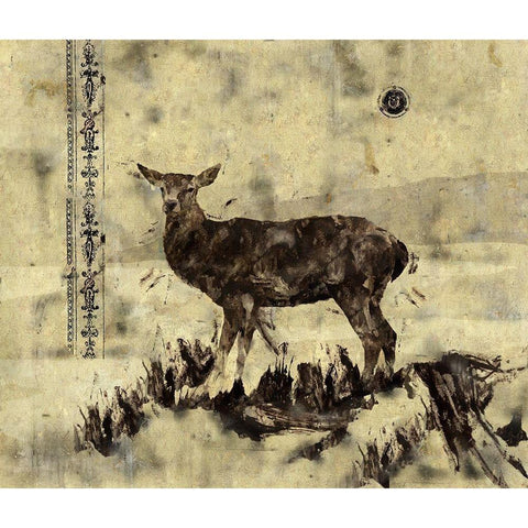 Deer-Original Black Modern Wood Framed Art Print with Double Matting by Wiley, Marta