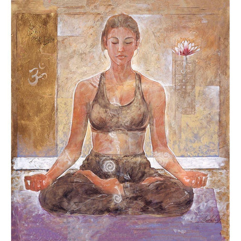 Yoga I- Beige White Modern Wood Framed Art Print by Wiley, Marta