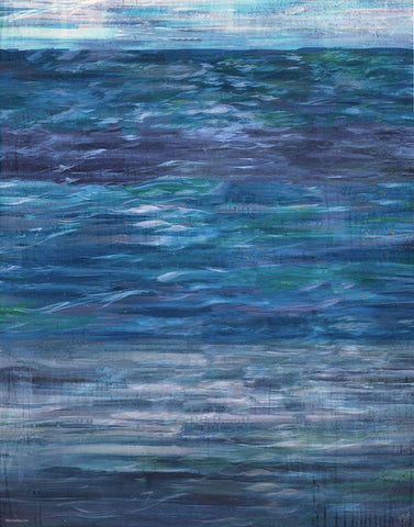 Blue Day Ocean II White Modern Wood Framed Art Print with Double Matting by Wiley, Marta