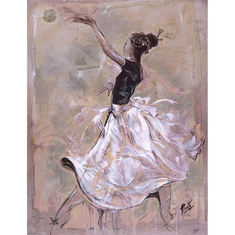 Dancer On Linen- Light Black Modern Wood Framed Art Print with Double Matting by Wiley, Marta