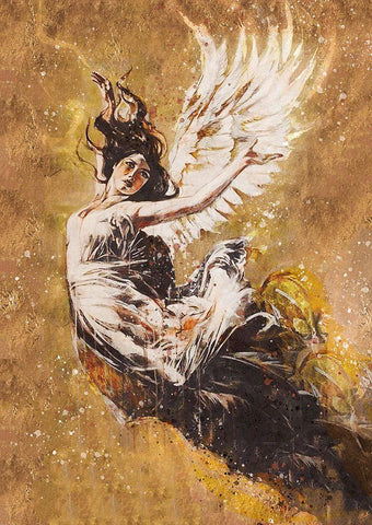 Falling Angel V Black Ornate Wood Framed Art Print with Double Matting by Wiley, Marta