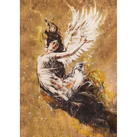 Falling Angel V White Modern Wood Framed Art Print by Wiley, Marta