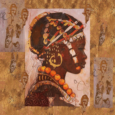 African Portrait I Gold Ornate Wood Framed Art Print with Double Matting by Wiley, Marta