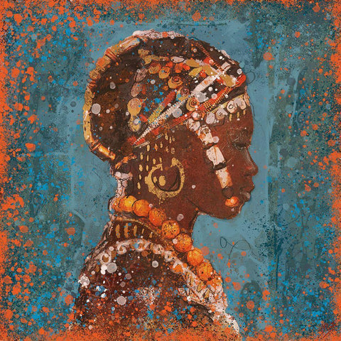 African Portrait III Black Modern Wood Framed Art Print with Double Matting by Wiley, Marta