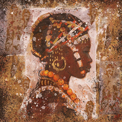 African Portrait II Black Modern Wood Framed Art Print with Double Matting by Wiley, Marta