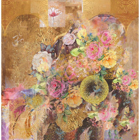 Rose Abstract Gold Ornate Wood Framed Art Print with Double Matting by Wiley, Marta