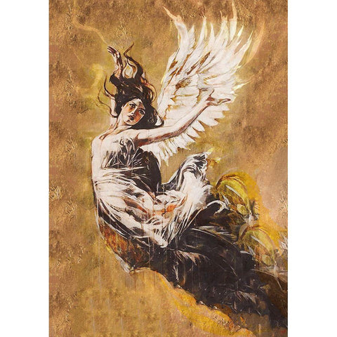 Falling Angel III White Modern Wood Framed Art Print by Wiley, Marta