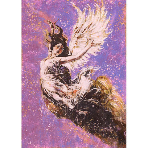 Pink Angel Falling I Black Modern Wood Framed Art Print with Double Matting by Wiley, Marta