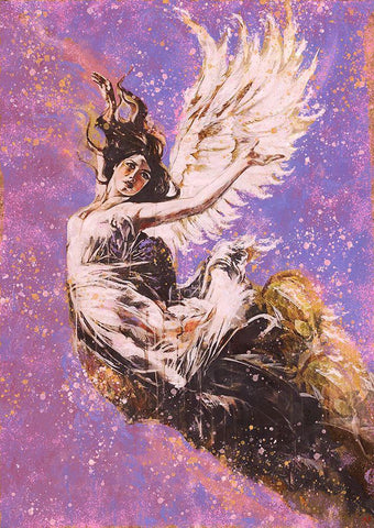 Pink Angel Falling I Black Ornate Wood Framed Art Print with Double Matting by Wiley, Marta