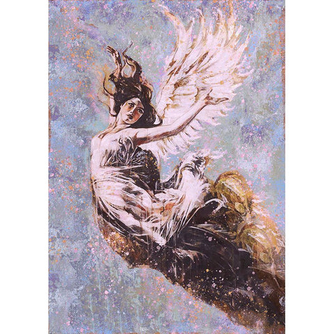 Blue Angel Falling II Black Modern Wood Framed Art Print with Double Matting by Wiley, Marta